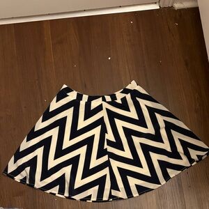 Buttons Chevron Skater Skirt - Black and Cream